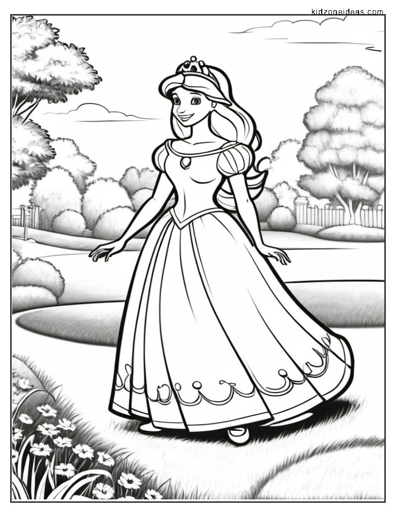 free download princesses coloring page